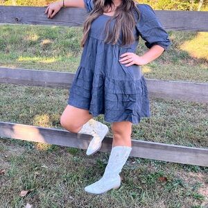 Chic Blue Tiered Mini Dress